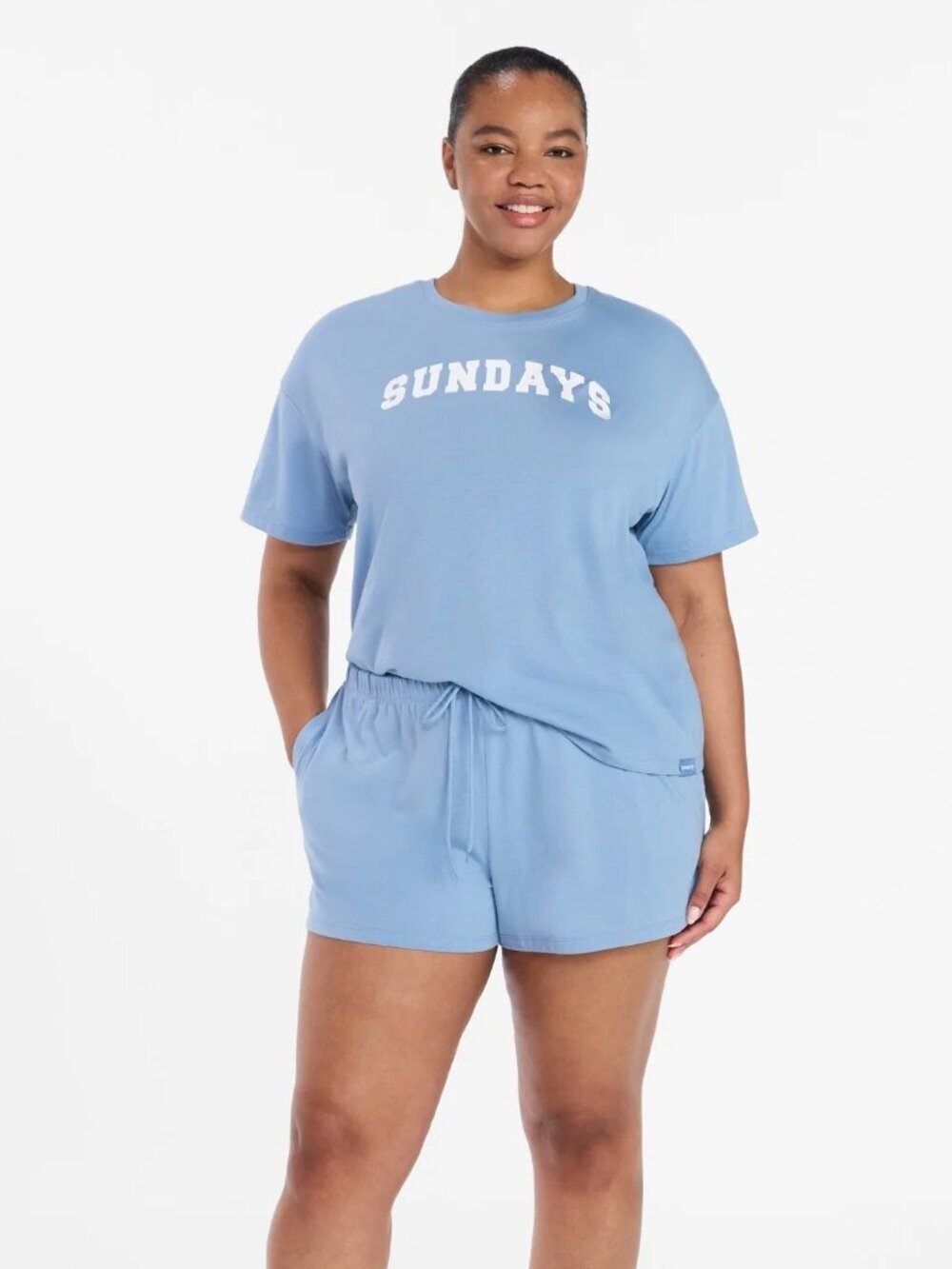 Joyspun Women's Short Sleeve Top and Shorts Pajama Set, 2-Piece, Size Large